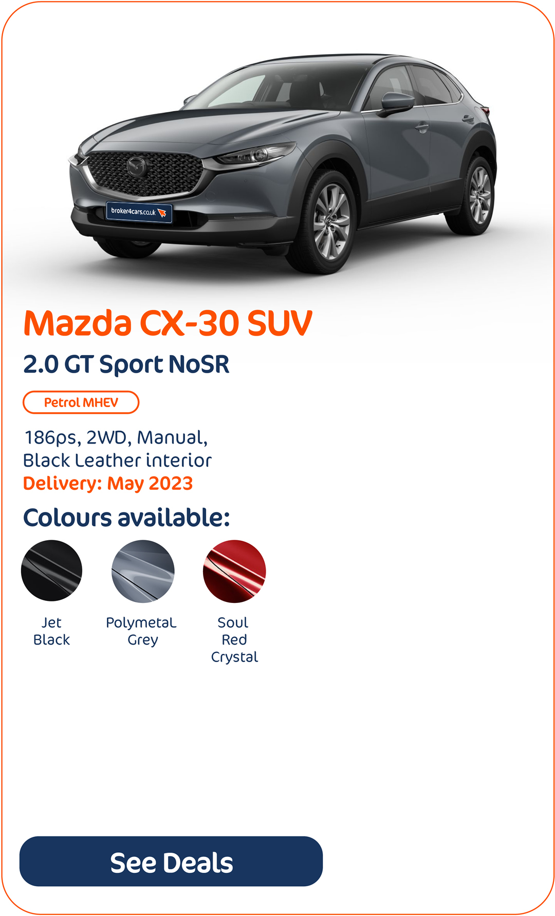 Mazda CX-30 SUV 2.0 GT Sport NoSR - Click to Enquire